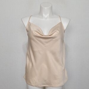 Single Thread Closet Staple Cream Satin Cowl Neck Coquette Silky Camisole Sz. XL